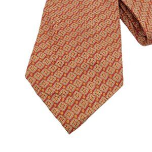 Michelsons of London Silk Tie Men’s 58.5” Gold Red Geometric Art Deco Wide New
